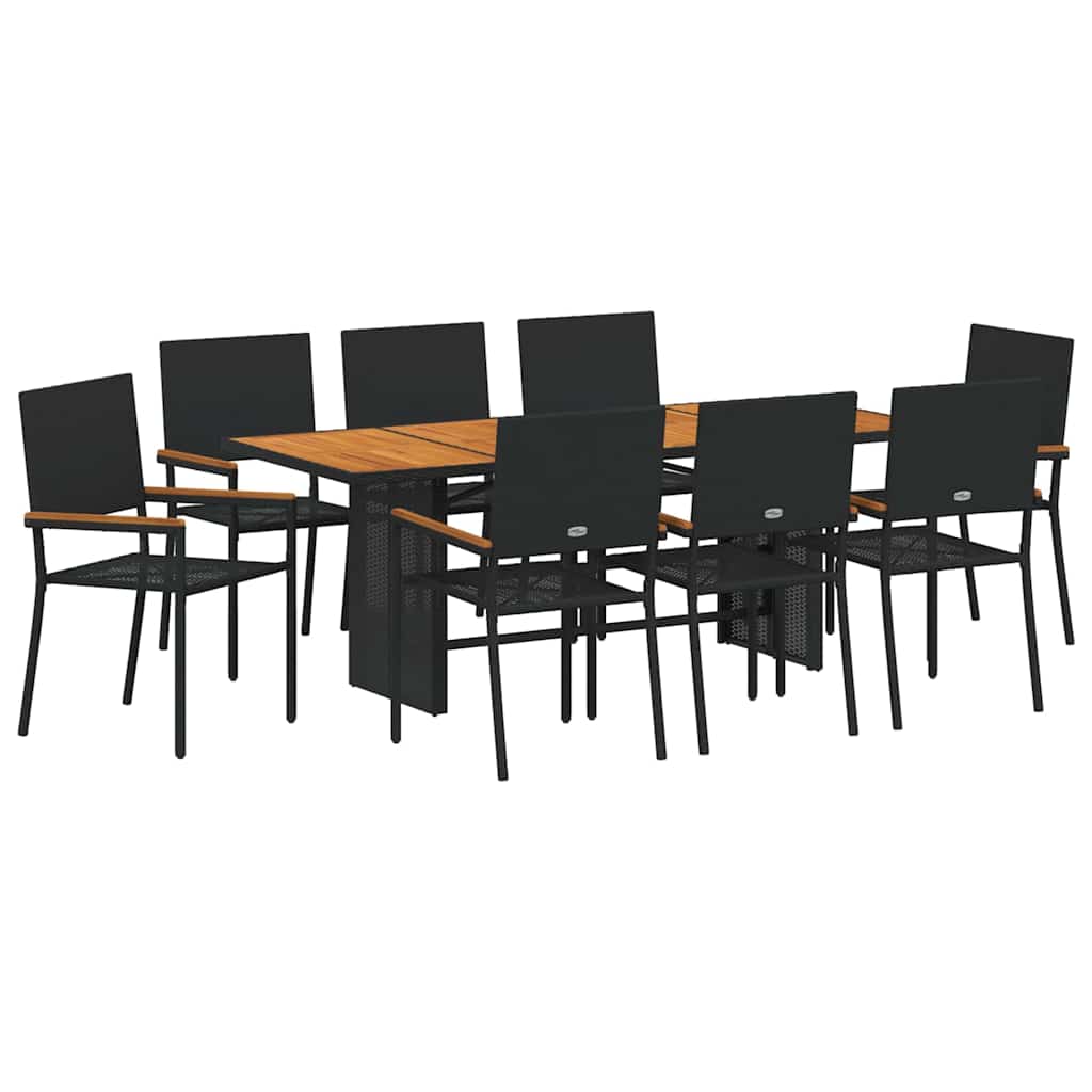 Have Spisebordssæt 9 pcs Sort og Brunt 190 x 80 x 75 cm