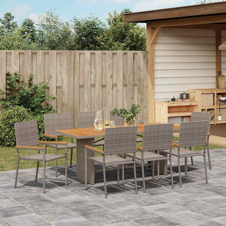 Have Spisebordssæt 9 pcs Grå 190 x 80 x 75 cm polyrattan