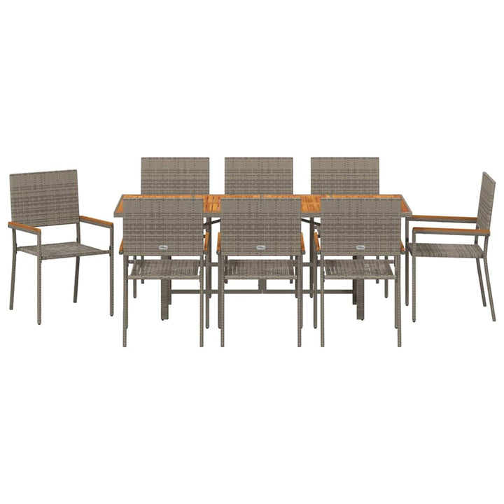 Have Spisebordssæt 9 pcs Grå 190 x 80 x 75 cm polyrattan