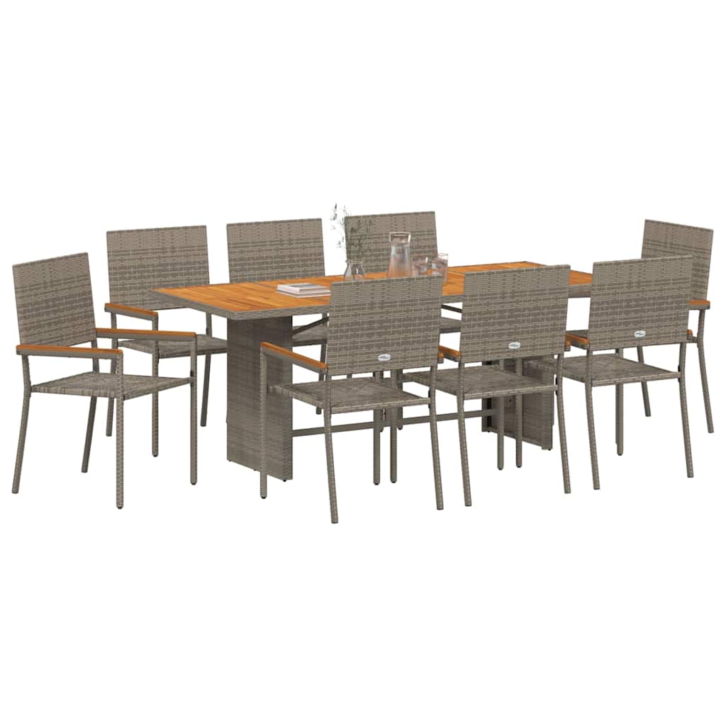 Have Spisebordssæt 9 pcs Grå 190 x 80 x 75 cm polyrattan