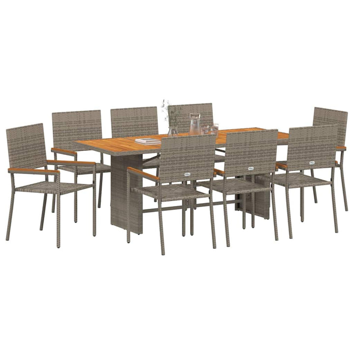 Have Spisebordssæt 9 pcs Grå 190 x 80 x 75 cm polyrattan