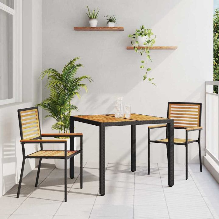 Have Spisebordssæt 3 pcs Sort 90 x 90 x 75 cm polyrattan