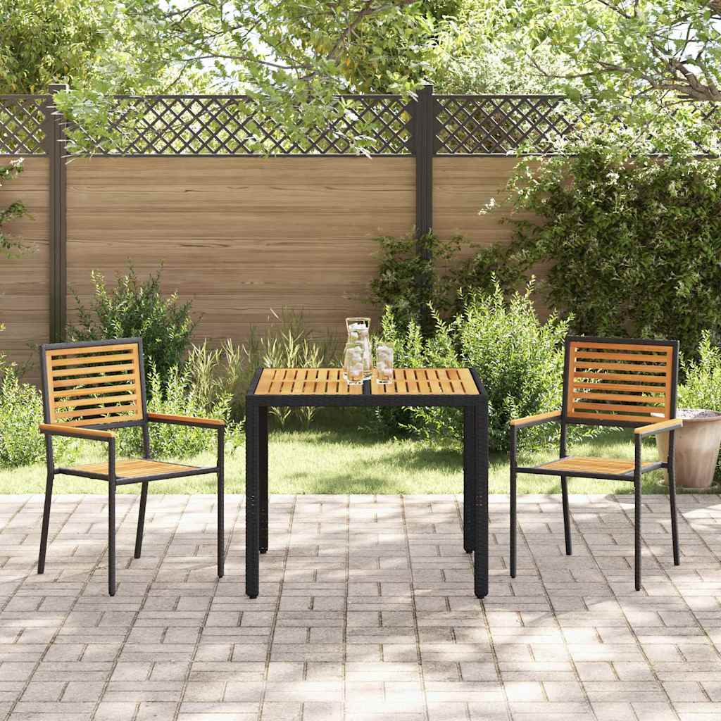 Have Spisebordssæt 3 pcs Sort 90 x 90 x 75 cm polyrattan