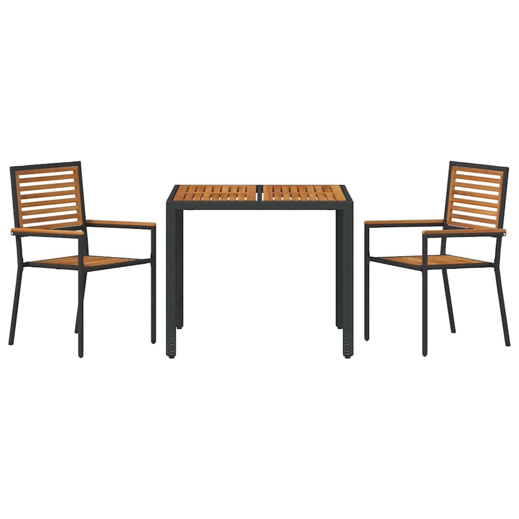 Have Spisebordssæt 3 pcs Sort 90 x 90 x 75 cm polyrattan