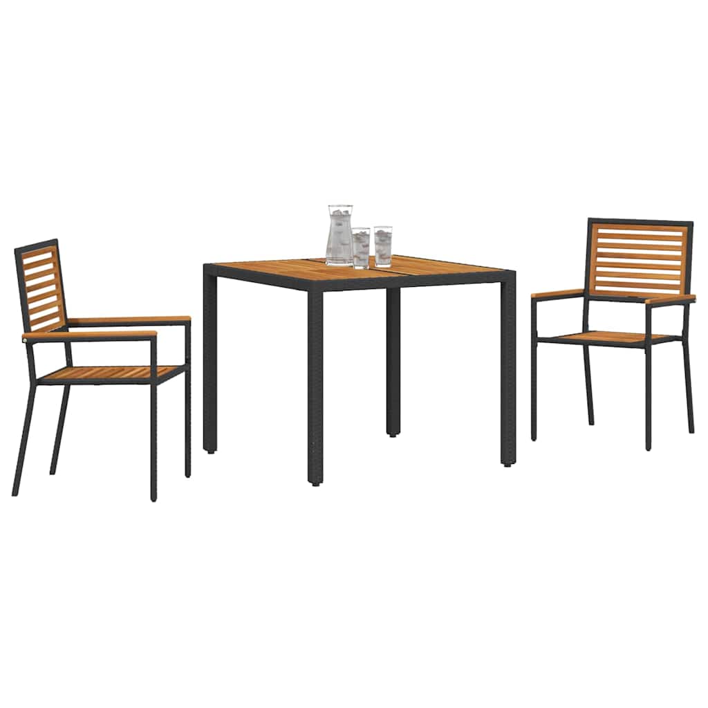 Have Spisebordssæt 3 pcs Sort 90 x 90 x 75 cm polyrattan