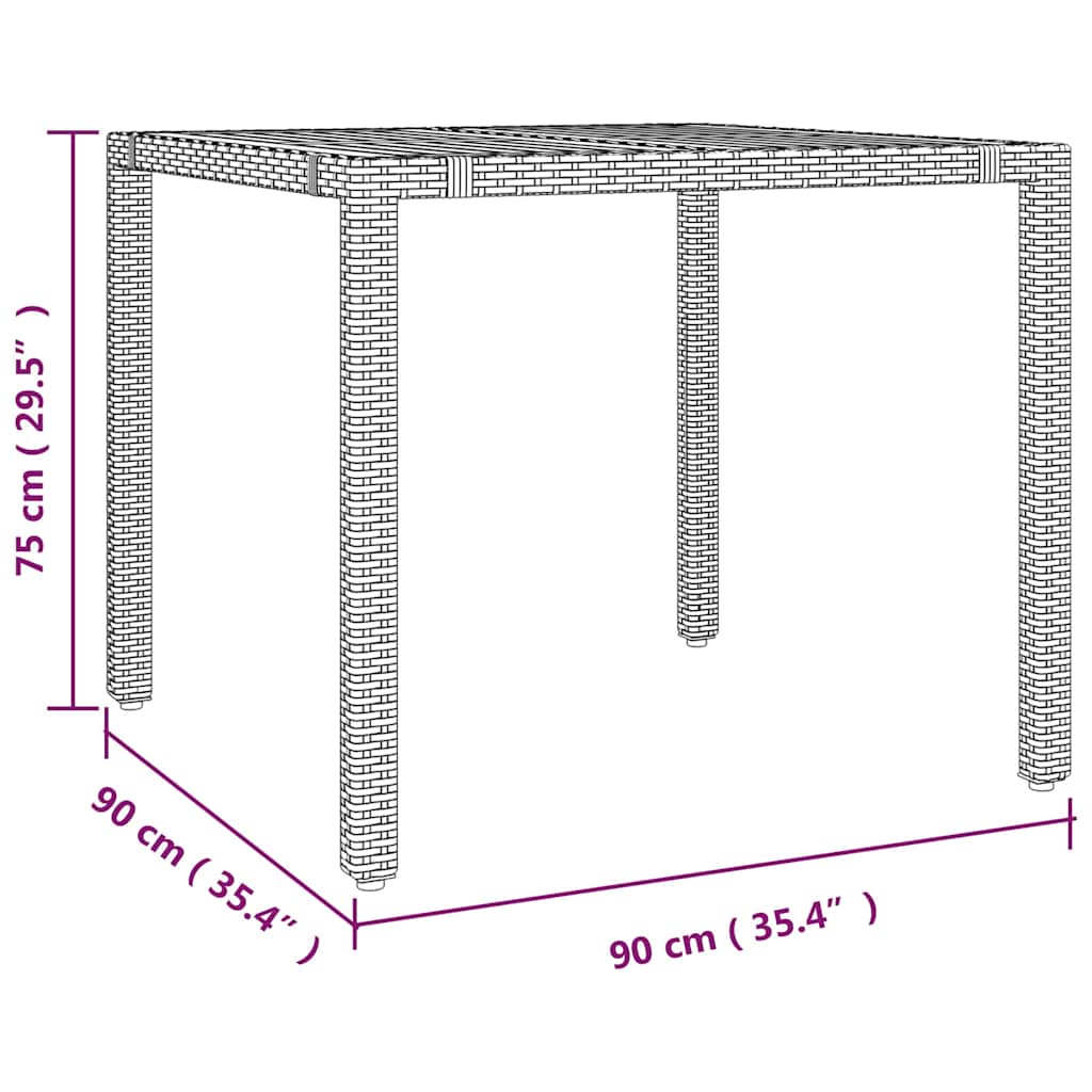 Have Spisebordssæt 3 pcs Sort 90 x 90 x 75 cm polyrattan