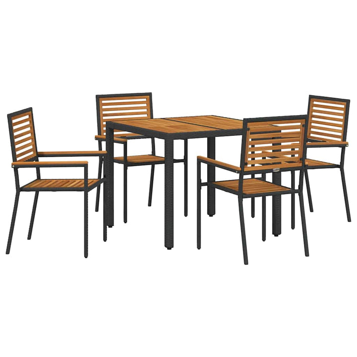 Have Spisebordssæt 5 pcs Sort og Træ 90 x 90 x 75 cm polyrattan
