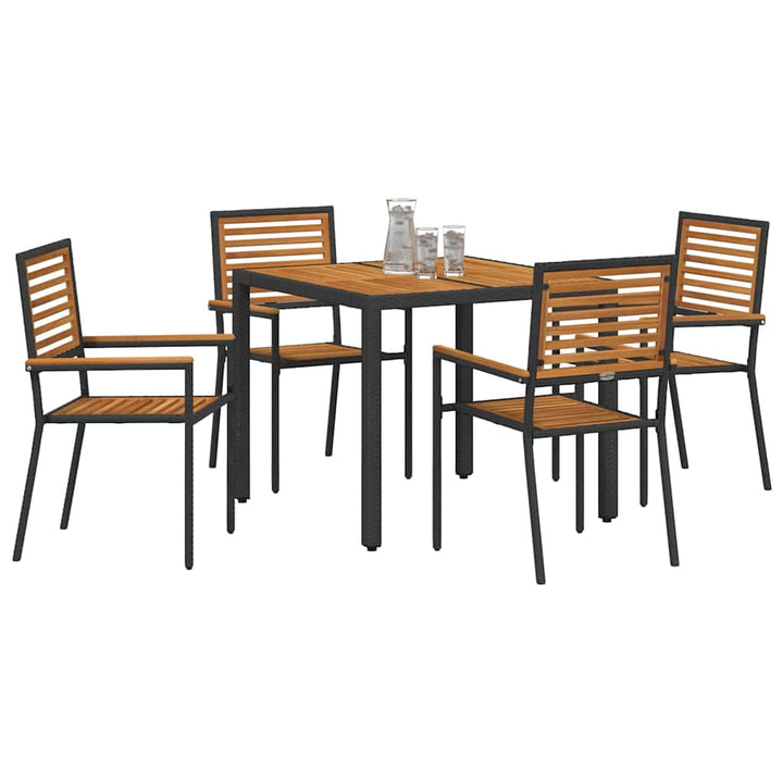 Have Spisebordssæt 5 pcs Sort og Træ 90 x 90 x 75 cm polyrattan