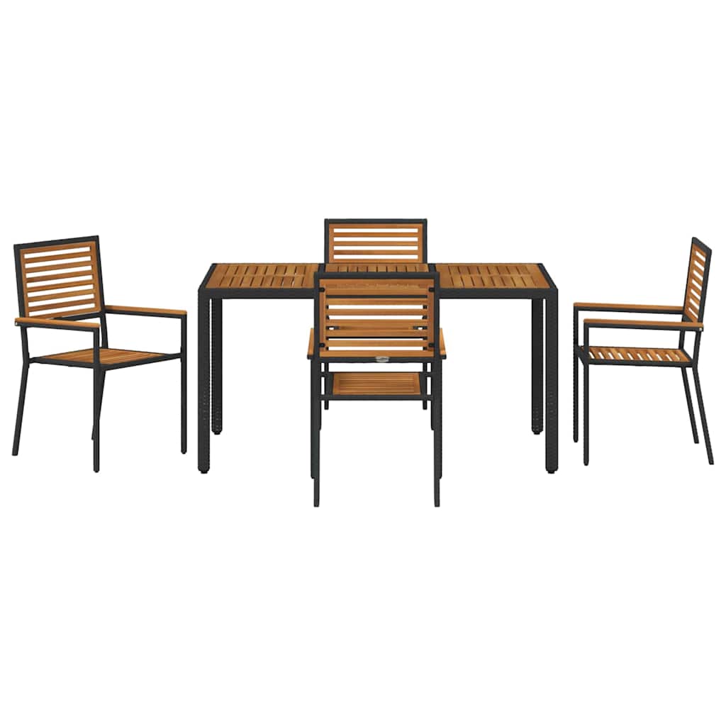 Have Spisebordssæt 5 pcs Sort 150 x 90 x 75 cm polyrattan