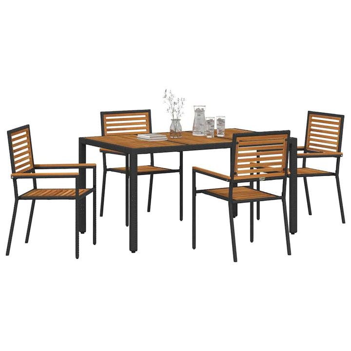 Have Spisebordssæt 5 pcs Sort 150 x 90 x 75 cm polyrattan