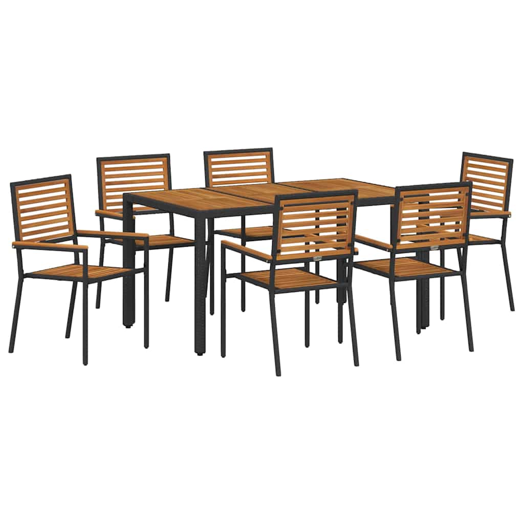 Have Spisebordssæt 7 pcs Sort 150 x 90 x 75 cm polyrattan