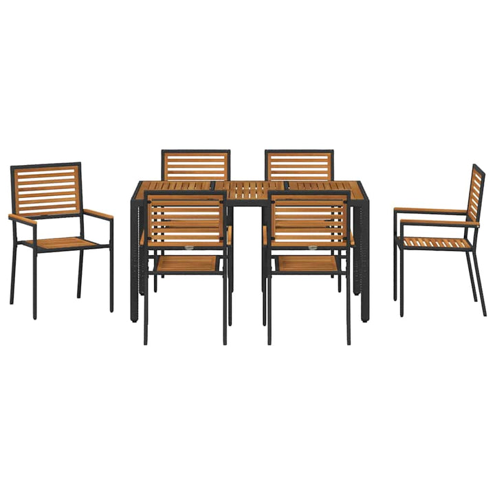 Have Spisebordssæt 7 pcs Sort 150 x 90 x 75 cm polyrattan