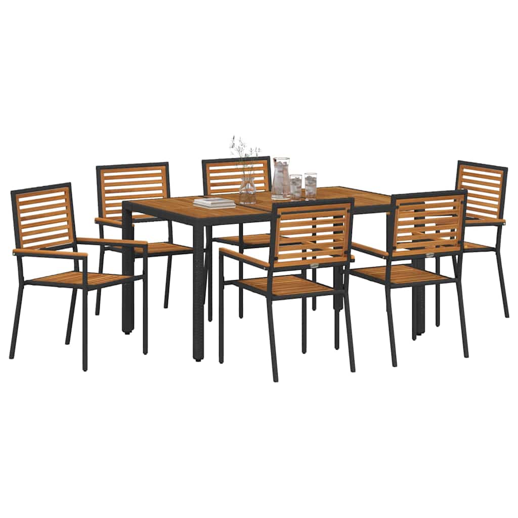 Have Spisebordssæt 7 pcs Sort 150 x 90 x 75 cm polyrattan