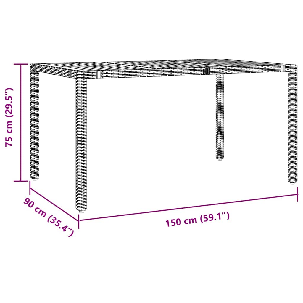 Have Spisebordssæt 7 pcs Sort 150 x 90 x 75 cm polyrattan