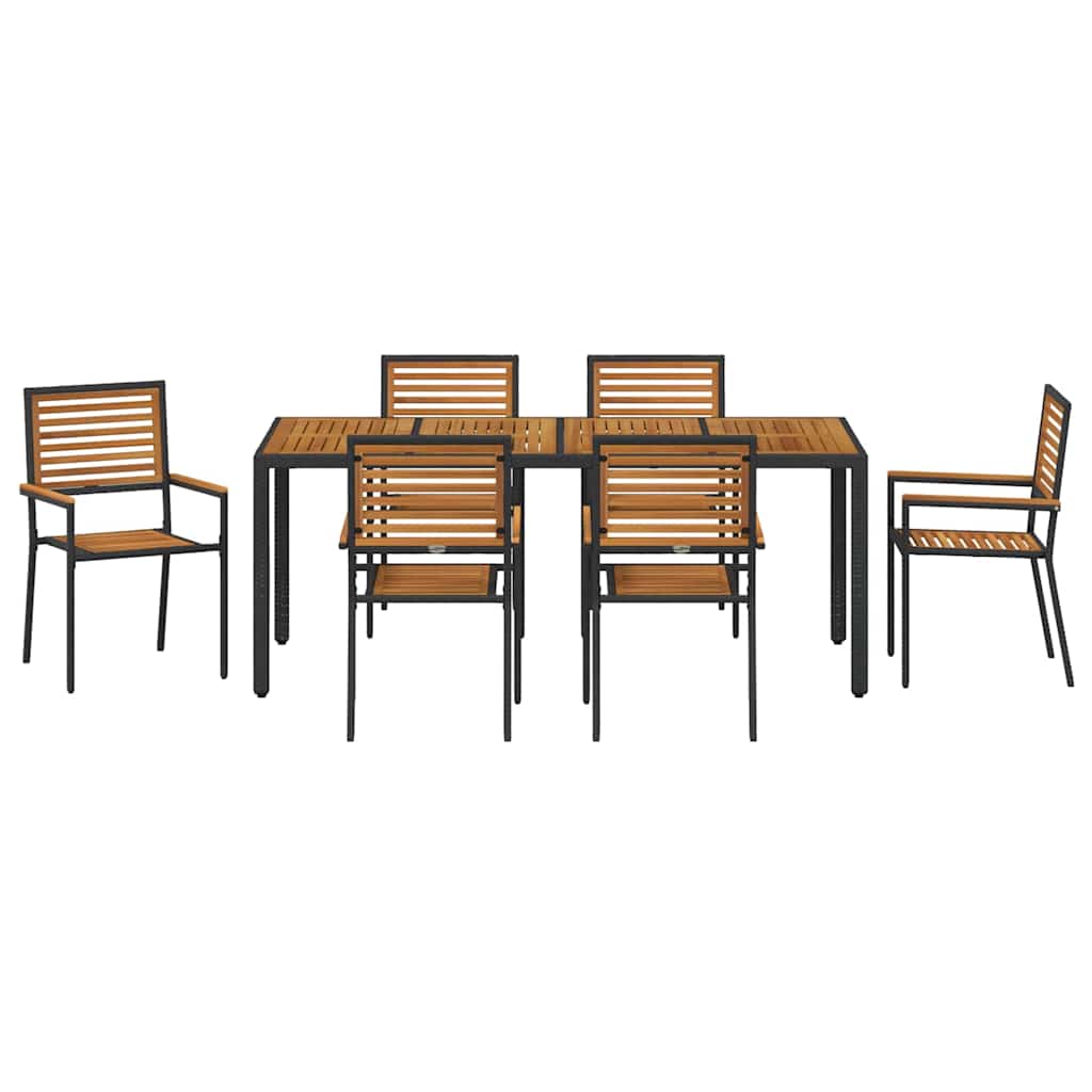 Have Spisebordssæt 7 pcs Sort og Træ 190 x 90 x 75 cm