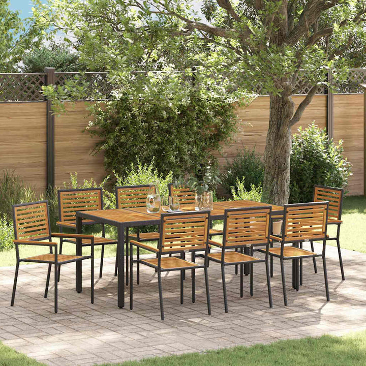 Have Spisebordssæt 9 pcs Sort 190 x 90 x 75 cm polyrattan