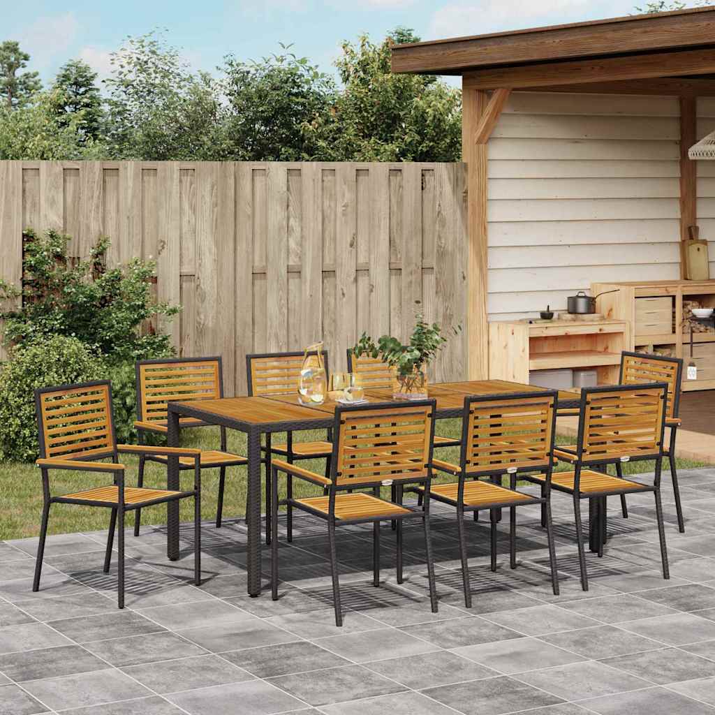 Have Spisebordssæt 9 pcs Sort 190 x 90 x 75 cm polyrattan