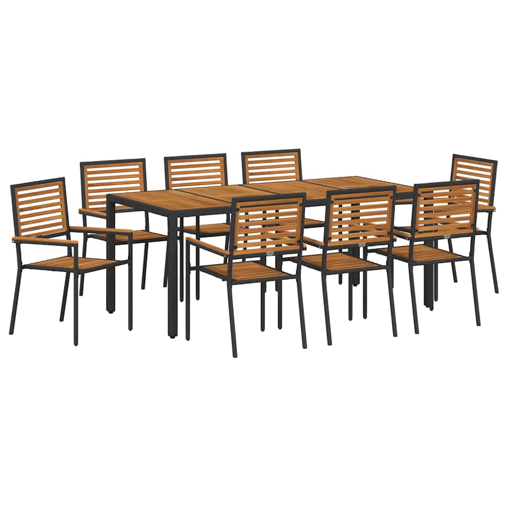 Have Spisebordssæt 9 pcs Sort 190 x 90 x 75 cm polyrattan