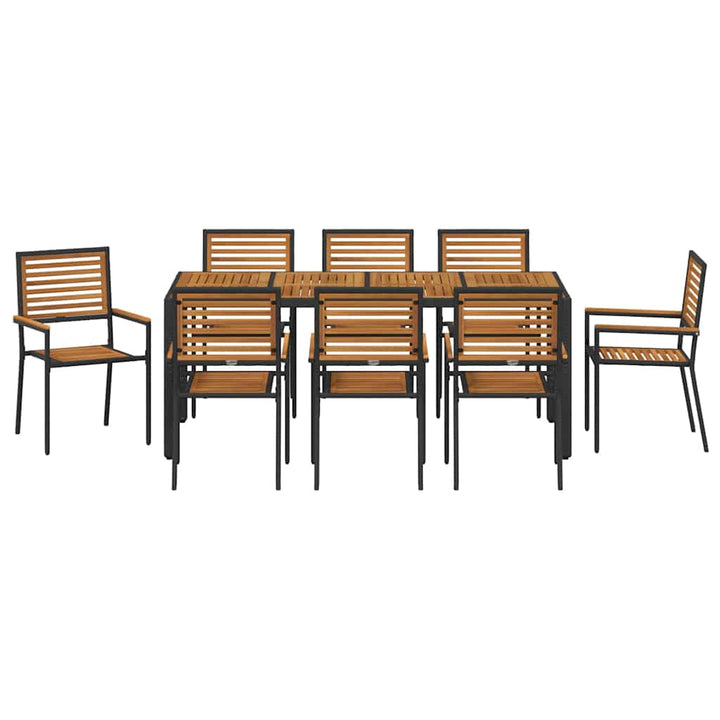 Have Spisebordssæt 9 pcs Sort 190 x 90 x 75 cm polyrattan