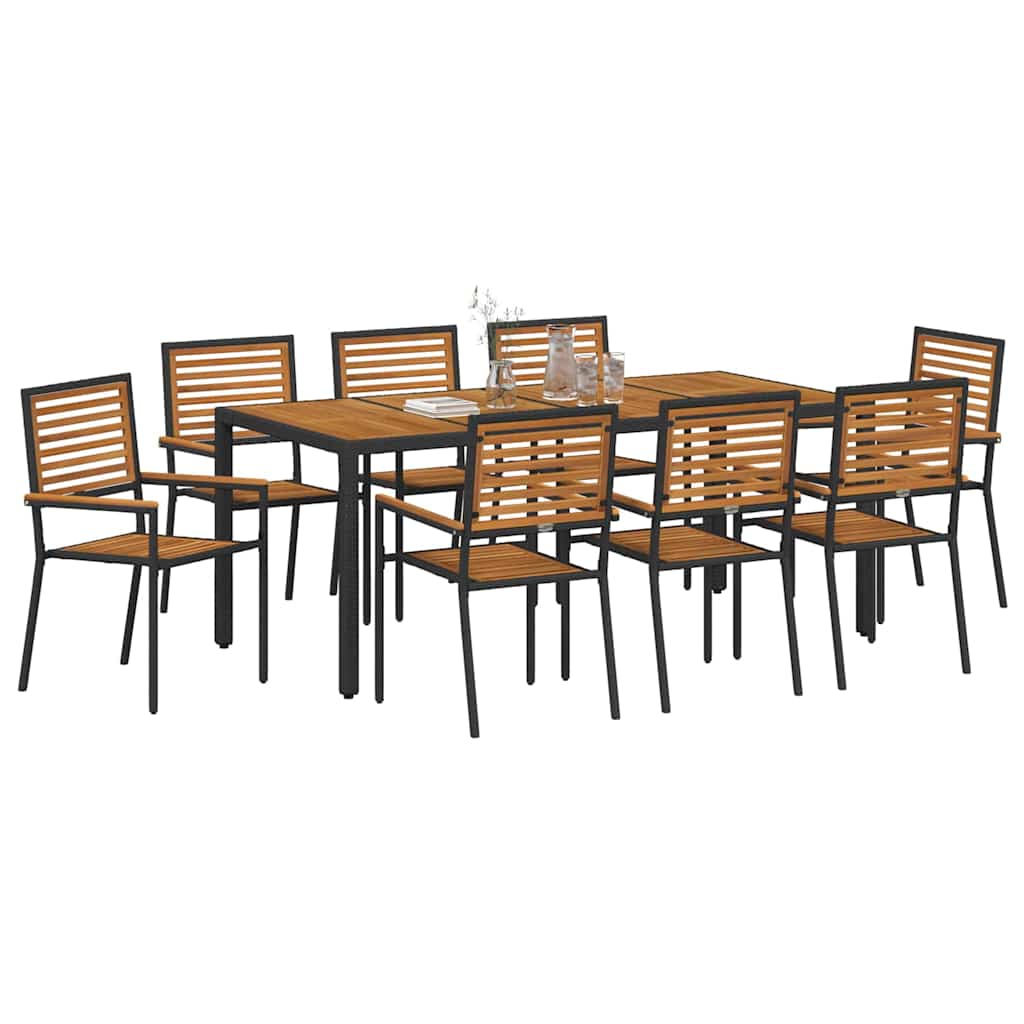 Have Spisebordssæt 9 pcs Sort 190 x 90 x 75 cm polyrattan