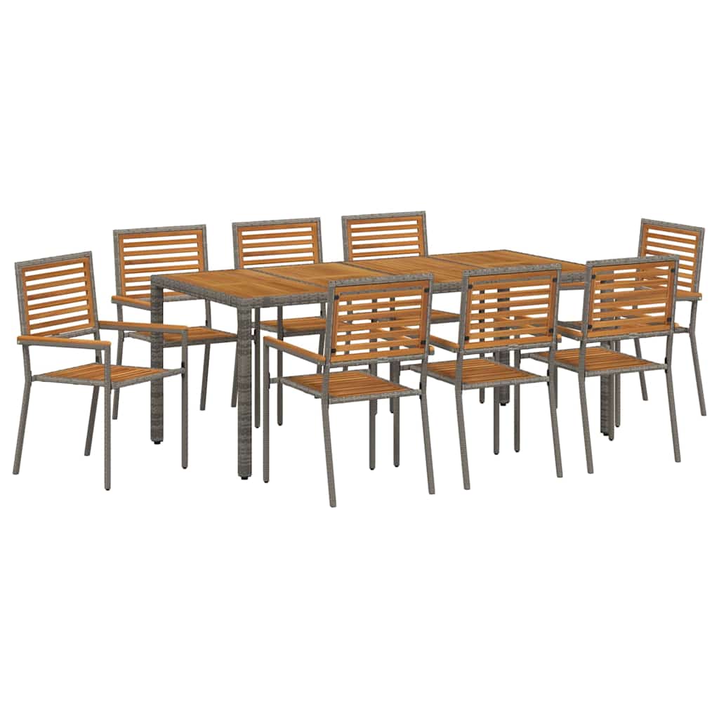 Have Spisebordssæt 9 pcs Grå og Brun 190 x 90 x 75 cm