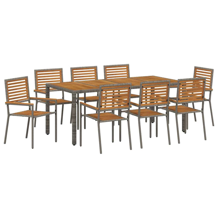 Have Spisebordssæt 9 pcs Grå og Brun 190 x 90 x 75 cm