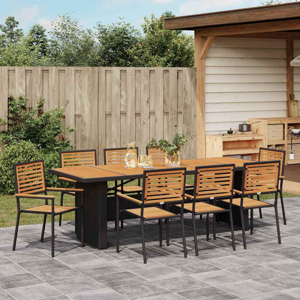 Have Spisebordssæt 9 pcs Sort 240 x 90 x 75 cm polyrattan