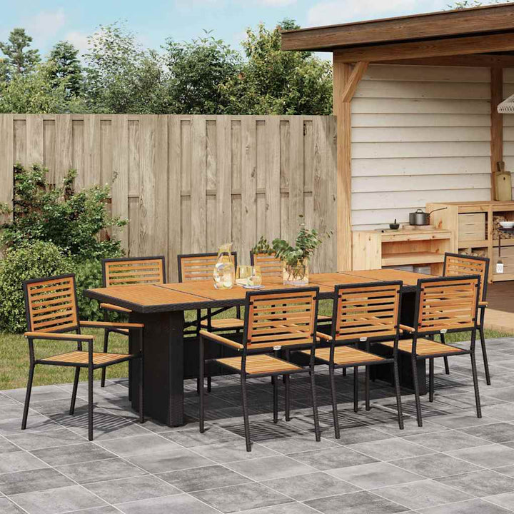Have Spisebordssæt 9 pcs Sort 240 x 90 x 75 cm polyrattan