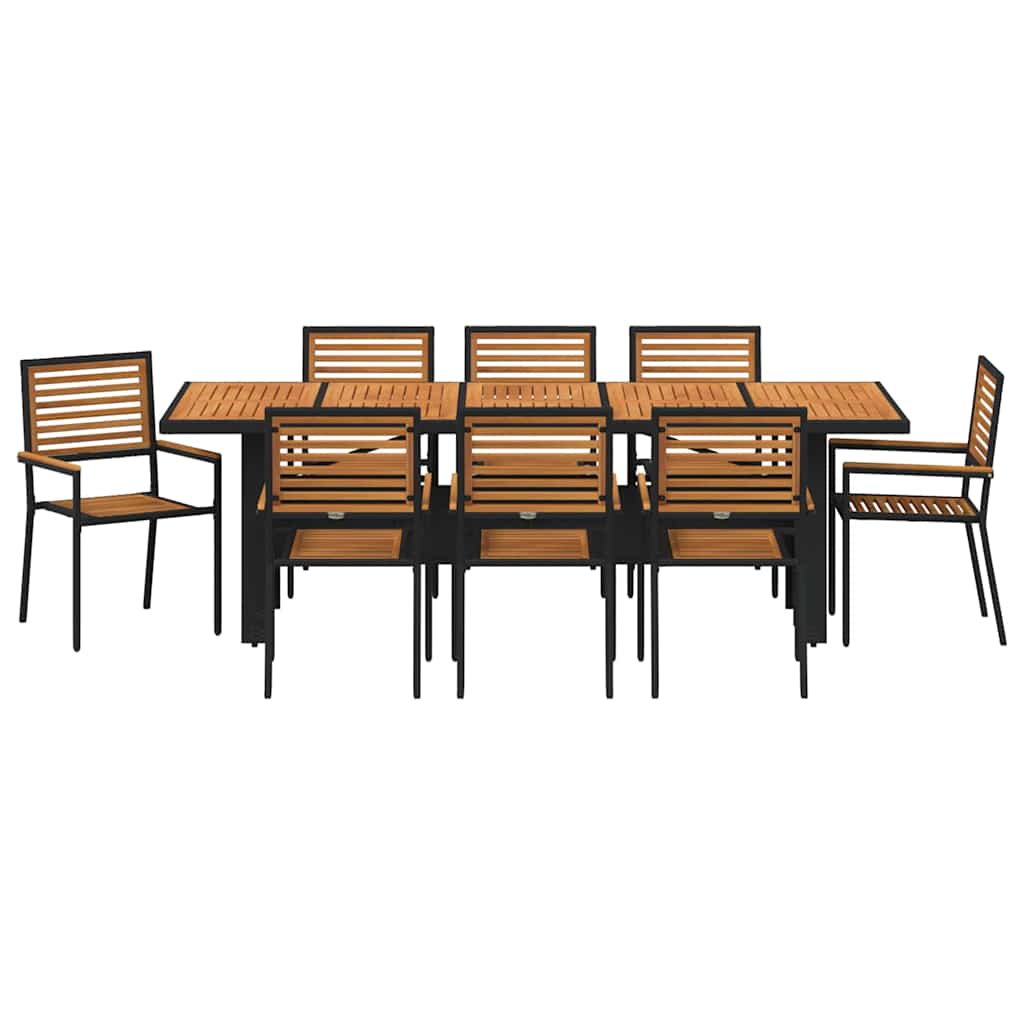 Have Spisebordssæt 9 pcs Sort 240 x 90 x 75 cm polyrattan