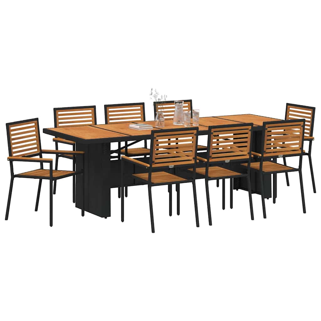 Have Spisebordssæt 9 pcs Sort 240 x 90 x 75 cm polyrattan