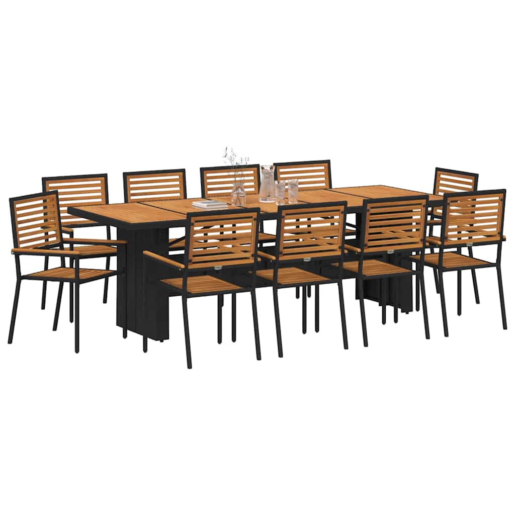 Have Spisebordssæt 11 pcs Sort 240 x 90 x 75 cm polyrattan