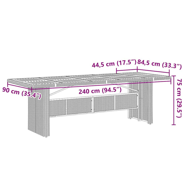 Have Spisebordssæt 11 pcs Sort 240 x 90 x 75 cm polyrattan