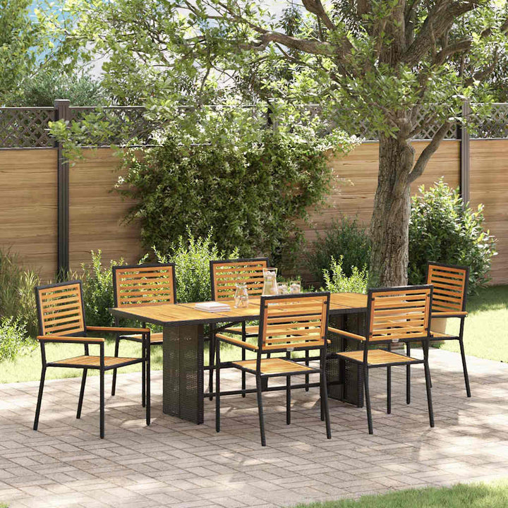 Have Spisebordssæt 7 pcs Sort 190 x 80 x 75 cm polyrattan