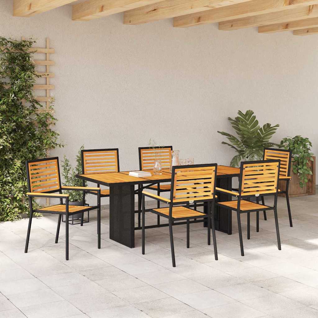 Have Spisebordssæt 7 pcs Sort 190 x 80 x 75 cm polyrattan