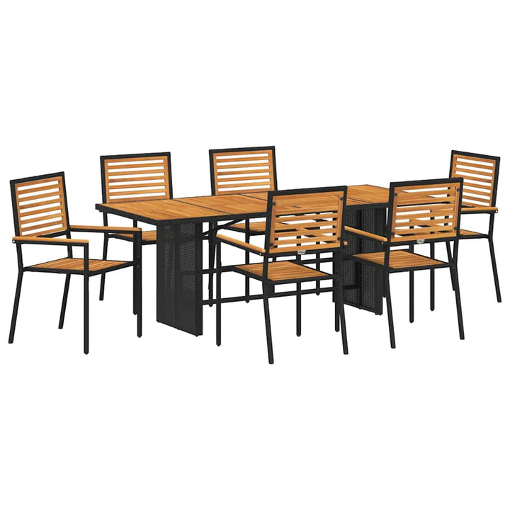 Have Spisebordssæt 7 pcs Sort 190 x 80 x 75 cm polyrattan