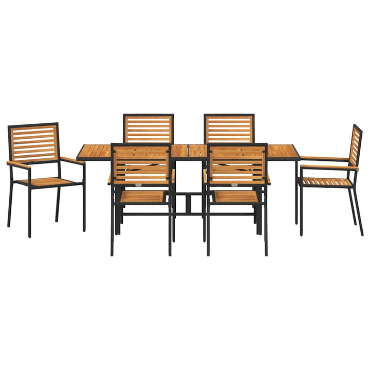 Have Spisebordssæt 7 pcs Sort 190 x 80 x 75 cm polyrattan