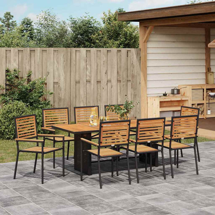 Have Spisebordssæt 9 pcs Sort og Brunt 190 x 80 x 75 cm
