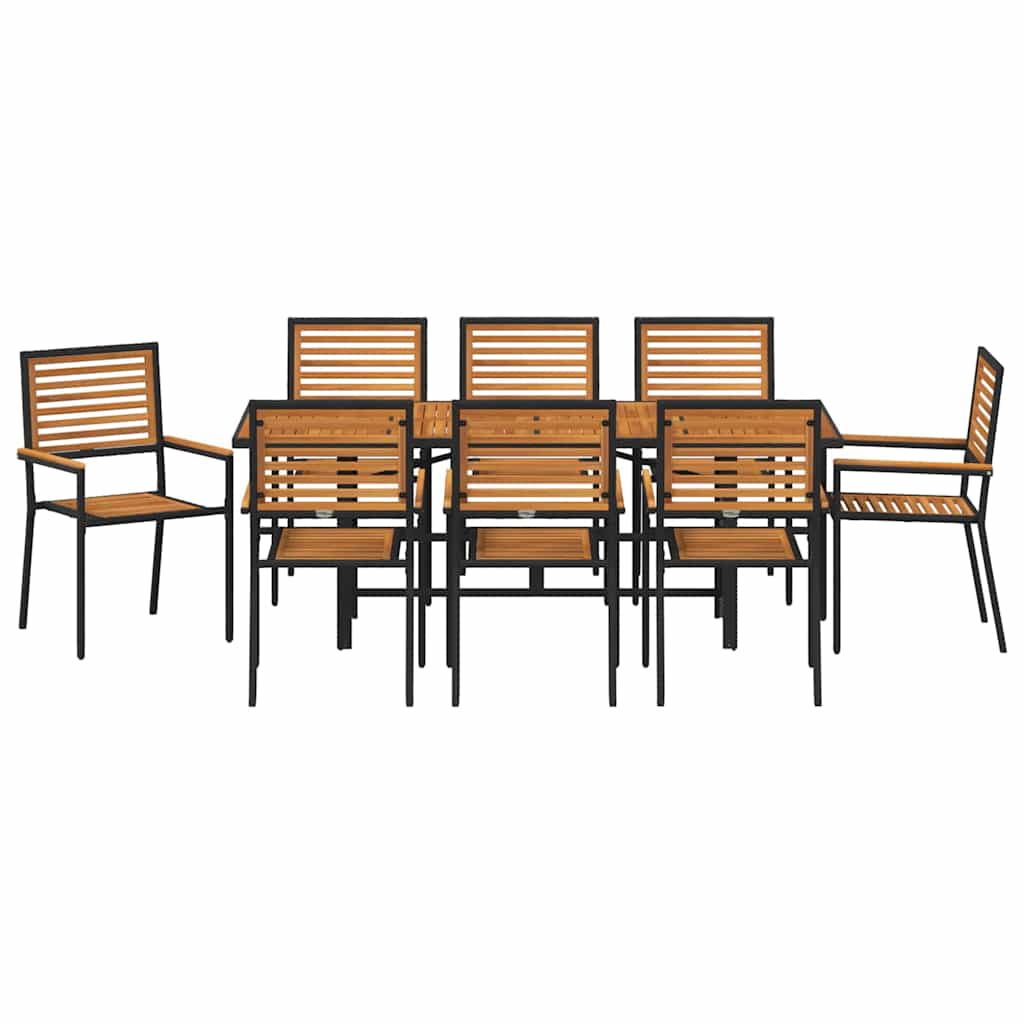 Have Spisebordssæt 9 pcs Sort og Brunt 190 x 80 x 75 cm