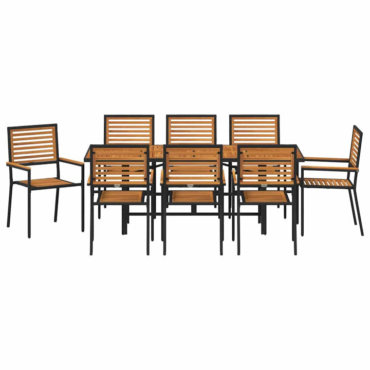 Have Spisebordssæt 9 pcs Sort og Brunt 190 x 80 x 75 cm
