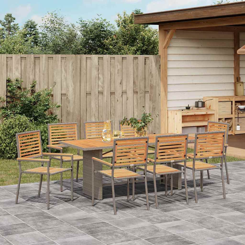 Have Spisebordssæt 9 pcs Grå 190 x 80 x 75 cm polyrattan
