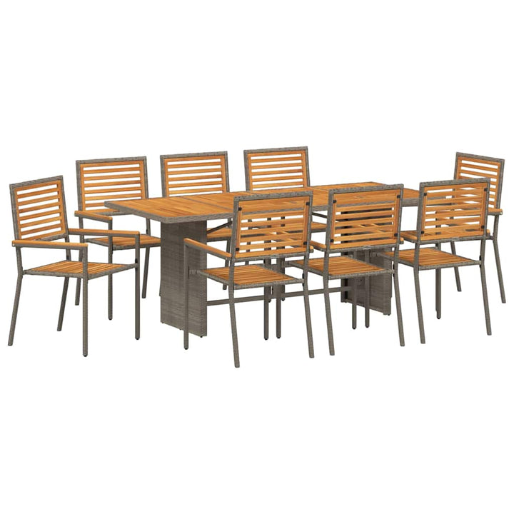 Have Spisebordssæt 9 pcs Grå 190 x 80 x 75 cm polyrattan