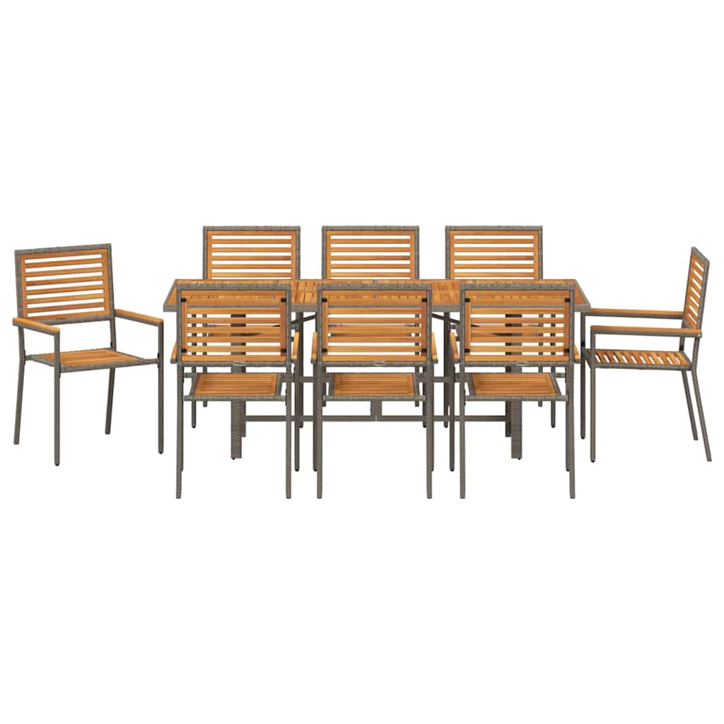 Have Spisebordssæt 9 pcs Grå 190 x 80 x 75 cm polyrattan