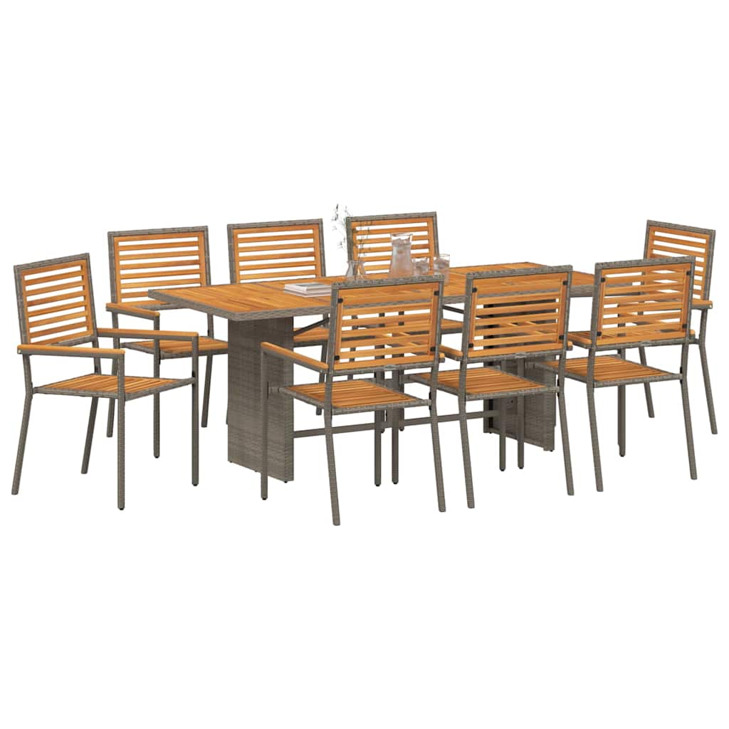 Have Spisebordssæt 9 pcs Grå 190 x 80 x 75 cm polyrattan