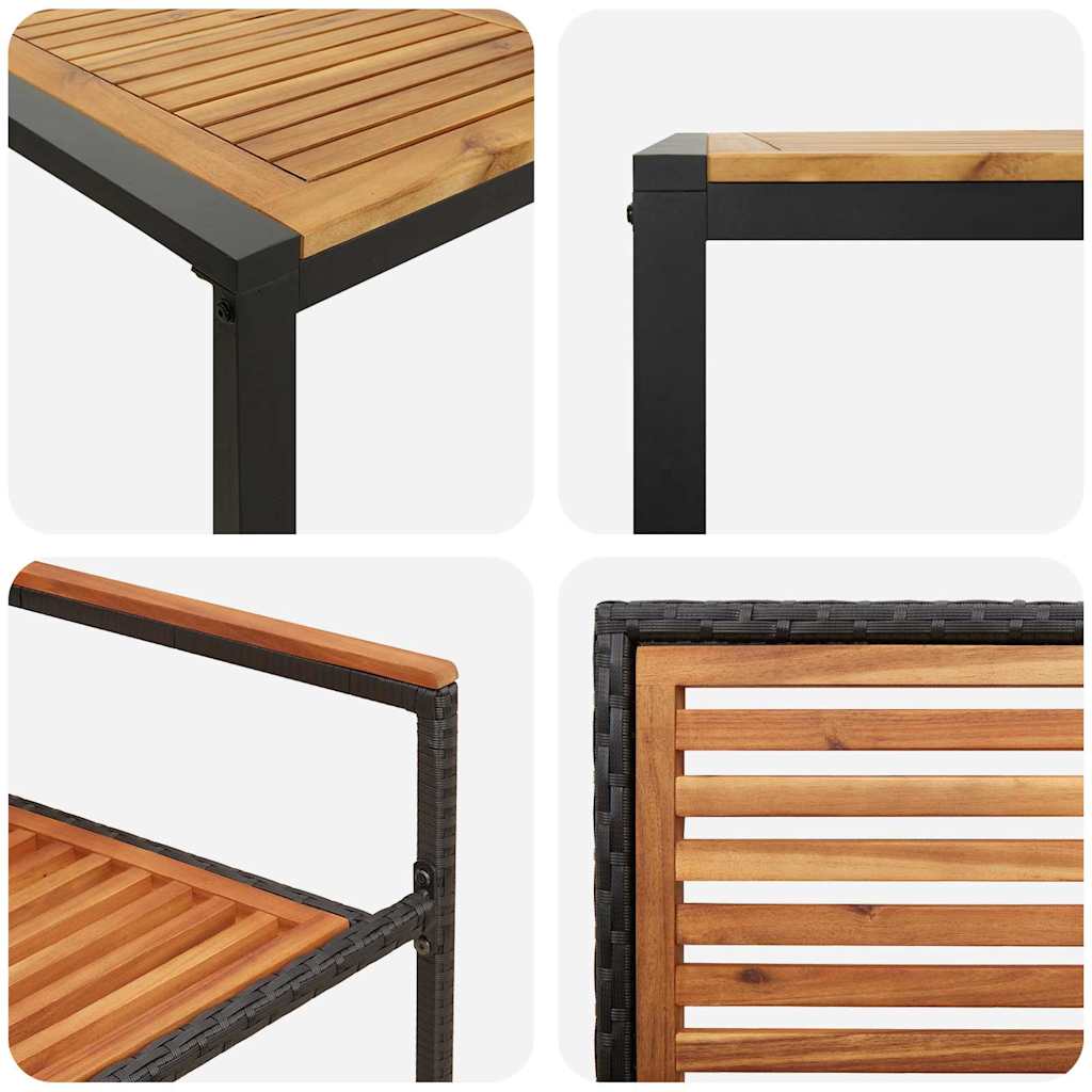 Have Spisebordssæt 5 pcs Sort og Træ 140 x 80 x 75 cm