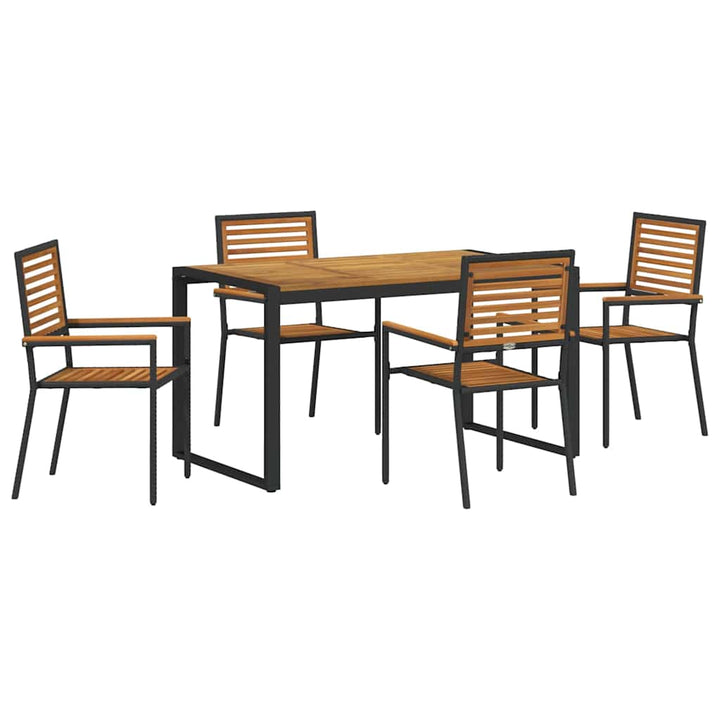 Have Spisebordssæt 5 pcs Sort og Træ 140 x 80 x 75 cm