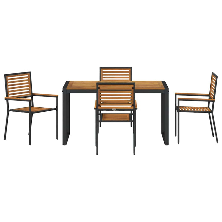 Have Spisebordssæt 5 pcs Sort og Træ 140 x 80 x 75 cm