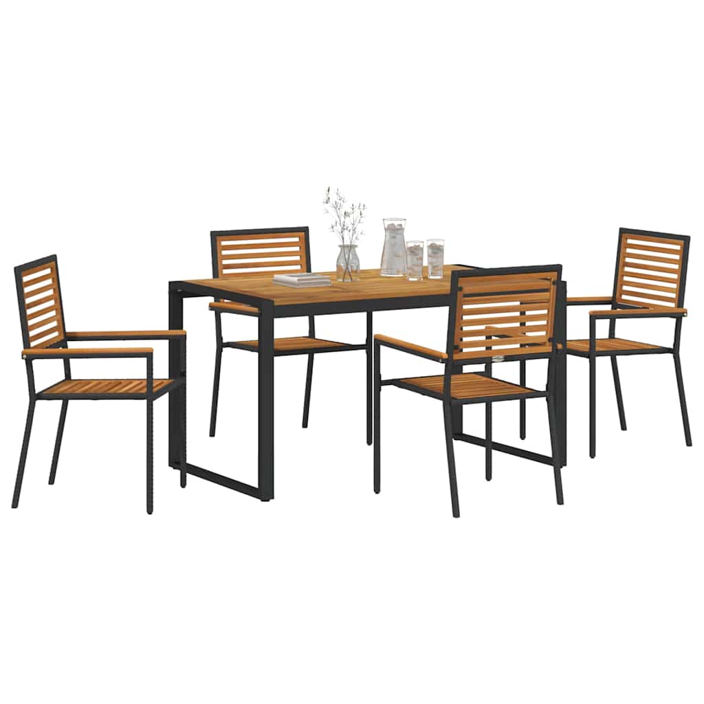 Have Spisebordssæt 5 pcs Sort og Træ 140 x 80 x 75 cm