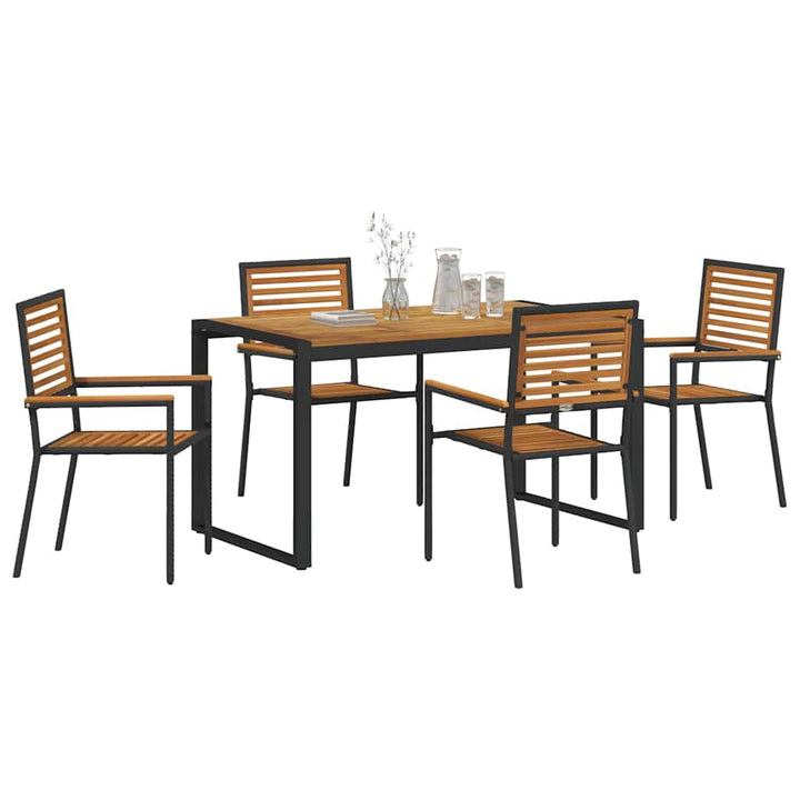 Have Spisebordssæt 5 pcs Sort og Træ 140 x 80 x 75 cm