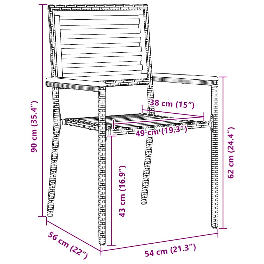 Have Spisebordssæt 5 pcs Sort og Træ 140 x 80 x 75 cm