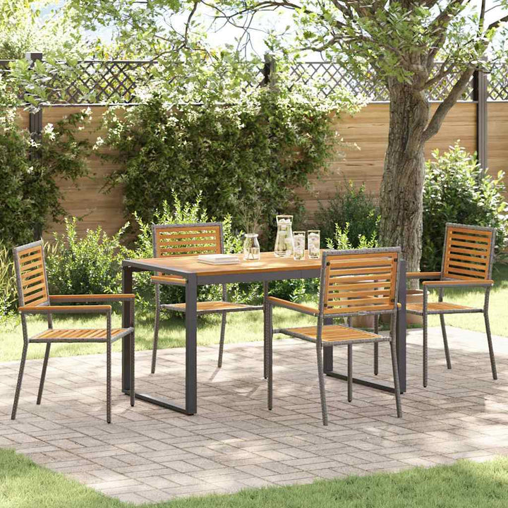 Have Spisebordssæt 5 pcs Grå og Træ 140 x 80 x 75 cm polyrattan